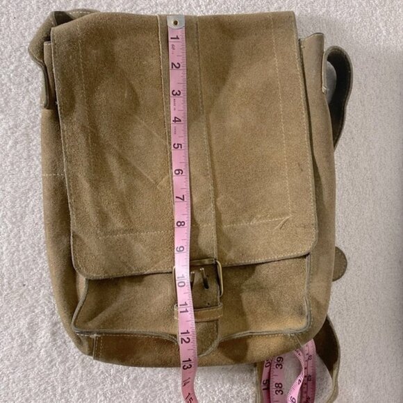 Vintage Tan Suede Leather Cross Body Boho Hobo Shoulder Bag Purse - Picture 15 of 15